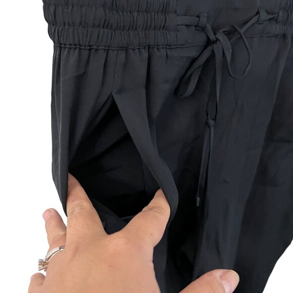 Vince Womens Black Silk Sleeveless Drawstring Waist Jumpsuit Size 10 - Picture 9 of 9